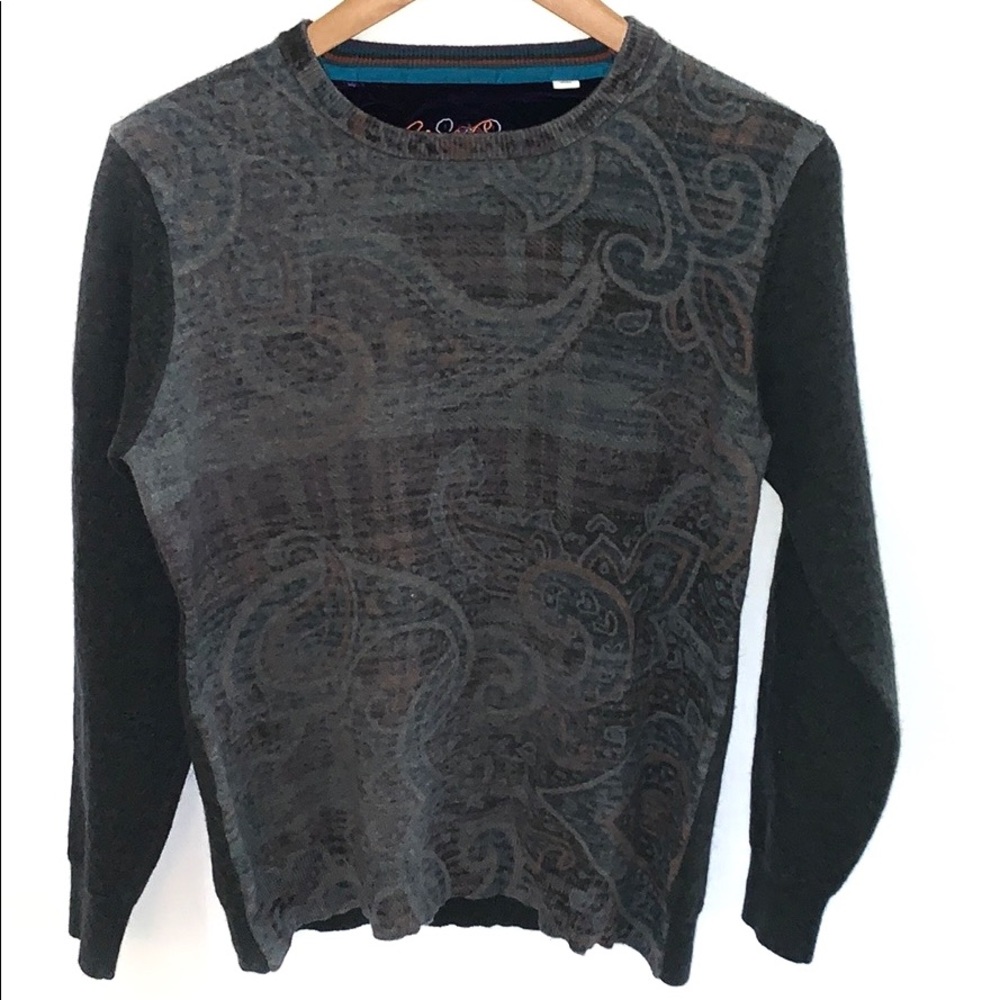 Women’s Dark Gray Patterned Crewneck Sweater